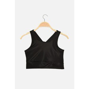 Trendyol Black Zipper Detailed Knitted Sports Bra