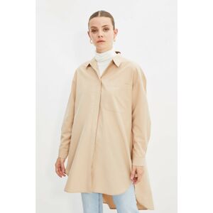 Trendyol Beige Shirt Collar Tunic