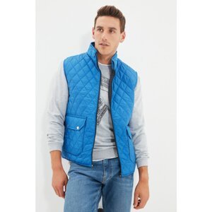 Trendyol Petrol Men's Stand Up Collar Double Flap Pocket Quilted Vest