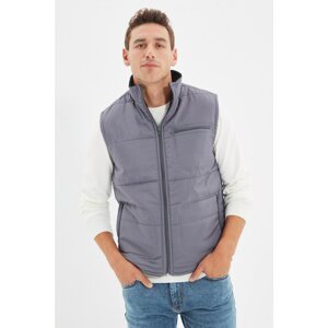 Trendyol Gray Men's Stand Up Collar Fleece Multi-Pocket Vest