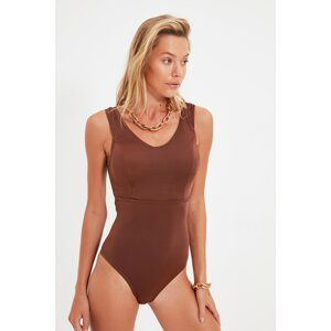 Trendyol Brown Cup Stitched Swimsuit