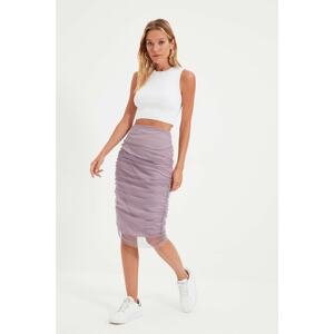 Trendyol Lilac Draped Tulle Knitted Skirt