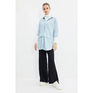 Trendyol Blue Shirt Collar Tunic