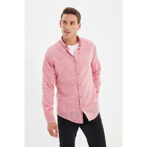 Trendyol Dried Rose Men Slim Fit Linen Blended Buttoned Shirt Collar Shirt