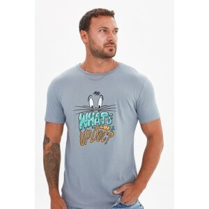 Trendyol Gray Men's Slim Fit Crew Neck Printed Short Sleeved T-Shirt