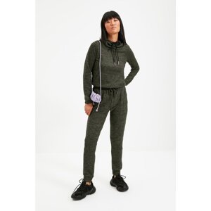 Trendyol Khaki Collar Detailed Knitted Tracksuit Set