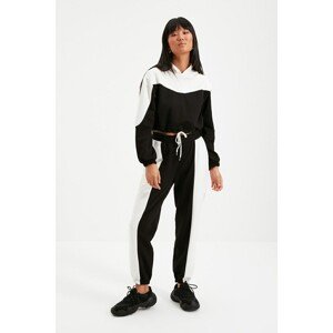 Trendyol Black Color Block Hooded Knitted Tracksuit Set