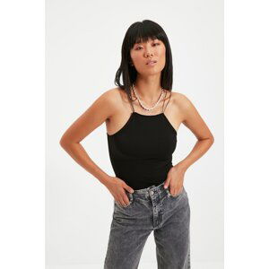 Trendyol Black Strap Snap Snap Knitted Body