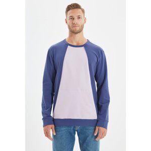 Trendyol Purple Men's Slim Fit Crew Neck Long Sleeve Paneled Sweatshirt