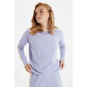 Trendyol Lilac Basic Striped Knitted Sweatshirt