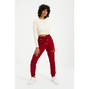 Trendyol Claret Red Printed Basic Jogger Knitted Sweatpants