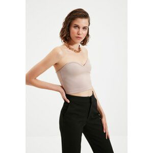 Trendyol Mink Strapless Crop Knitted Blouse