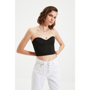 Trendyol Black Strapless Crop Knitted Blouse