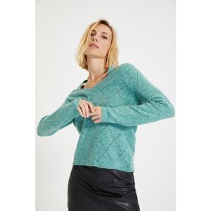 Trendyol Mint Open Shoulder Knitwear Sweater