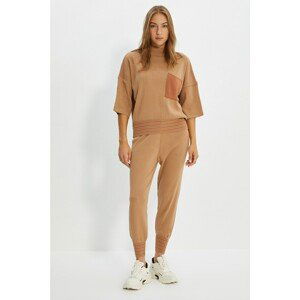 Trendyol Camel Line And Pocket Detailed Knitwear Bottom-Top Set