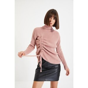 Trendyol Dark Rose Dried Side Drawstring Knitwear Sweater