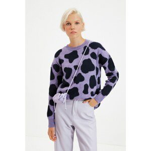 Trendyol Lilac Jacquard Crew Neck Knitwear Sweater