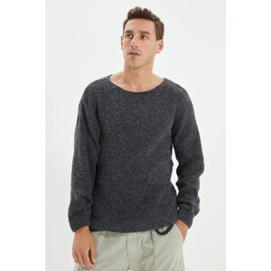 Trendyol Anthracite Men's Oversize Wide Collar Knitwear Sweater