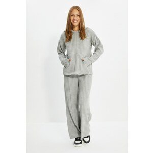 Trendyol Gray Hooded Knitwear Bottom-Top Set