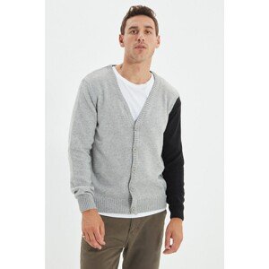 Trendyol Gray Men's Slim Fit Paneled Knitwear Cardigan