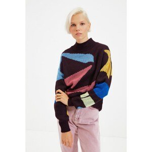 Trendyol Purple Jacquard Crew Neck Sweater
