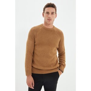 Trendyol Camel Men's Crew Neck Slim Fit Knitwear Sweater