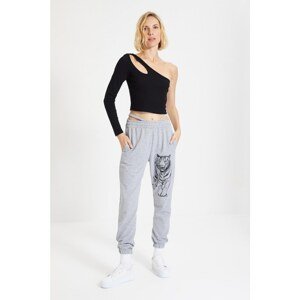 Trendyol Gray Printed Knitted Sweatpants