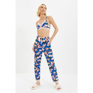 Trendyol Multicolored Floral Patterned Lace Detailed Knitted Pajamas Set