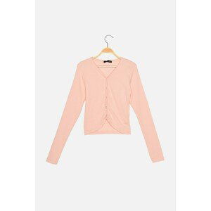 Trendyol Pink Collar Knitted Blouse with Snap