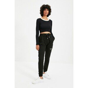 Trendyol Black Printed Basic Jogger Knitted Sweatpants