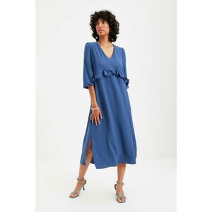 Trendyol Indigo Frilly V-Neck Dress