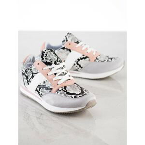 SHELOVET SNAKE PRINT SNEAKERS