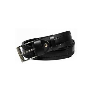 Men's black leather belt with decorative stitching