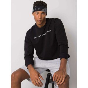 LIWALI Black men's cotton sweatshirt without a hood