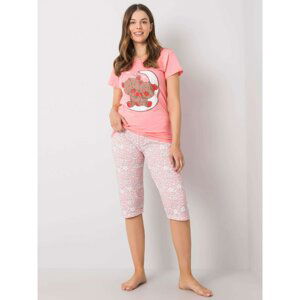 A coral sleeping set with a print