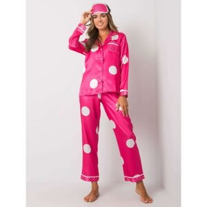 Women's pink two-piece pajamas with polka dots