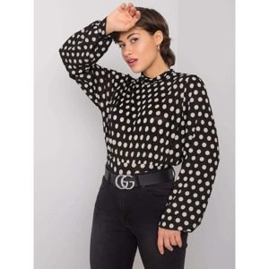 RUE PARIS Women's black polka dot blouse