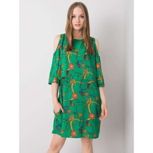 RUE PARIS Green patterned dress
