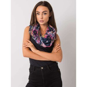Navy blue and pink floral scarf