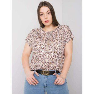 Plus size beige leopard print blouse