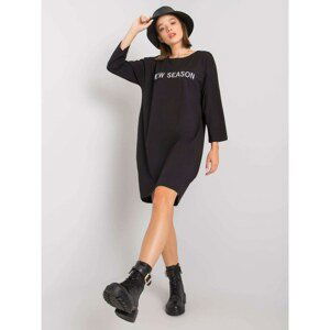 Black cotton dress with inscription