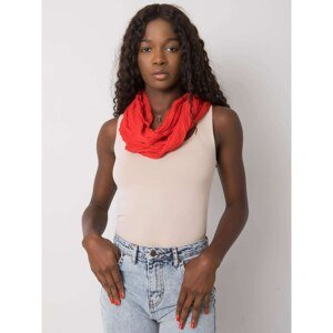 Lady's red and grey scarf in polka dots