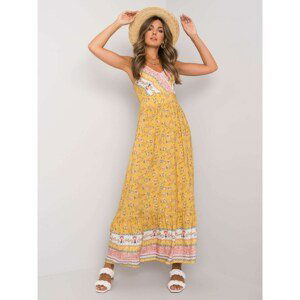 Yellow maxi dress with a frill