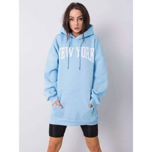 RUE PARIS Blue kangaroo sweatshirt with an inscription