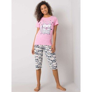 Women's pink pajamas with a print