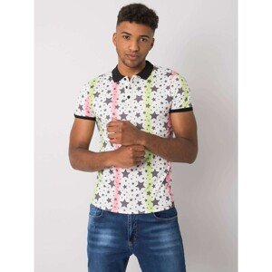 Men's white patterned polo shirt