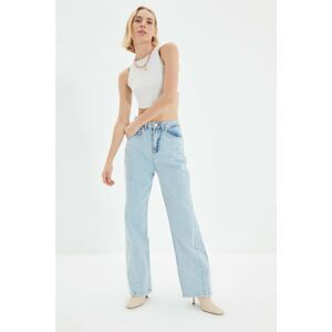 Trendyol Blue Stitch Detail High Waist 90's Wide Leg Jeans