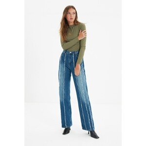 Trendyol Blue Tassel Detailed High Waist 90's Wide Leg Jeans