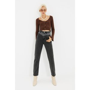 Trendyol Anthracite Color Block High Waist Bootcut Jeans
