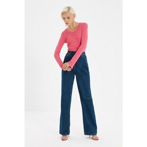 Trendyol Navy Ripped Detailed High Waist Wide 90's Wide Leg Jeans
